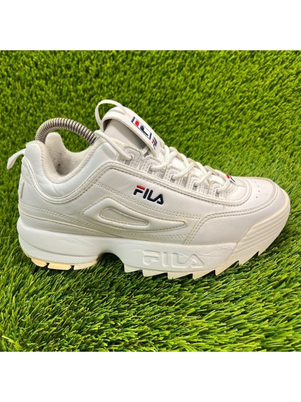 Fila Disruptor II Low Boys Size 6.5Y White Running Athletic Shoes Sneakers